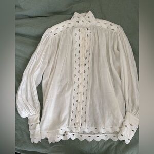 Zimmermann Elegant White Blouse with Lace Detailing